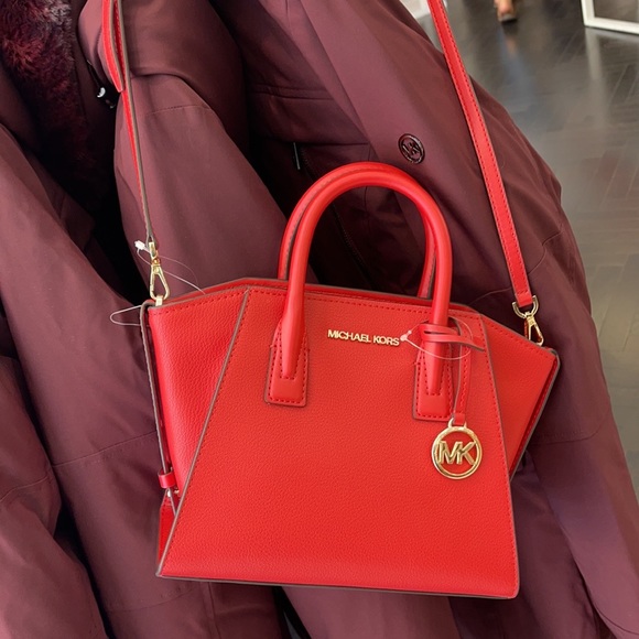 Michael Kors Avril Small Leather Top-Zip Satchel Color Flame - Picture 12 of 16